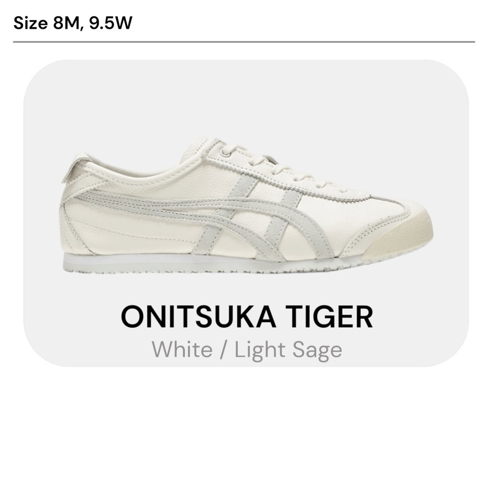 Onitsuka Tiger Mexico 66 White/ Light Sage Sneakers, Sz 8M, 9.5W